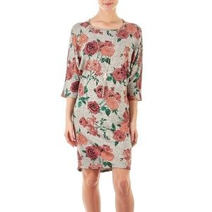 OLIVIA BLU Marled Floral Knit Dress with Necklace, NWT